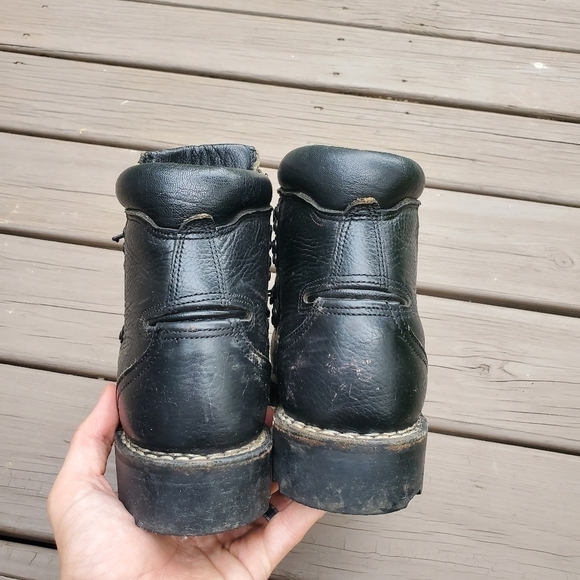 Vintage 80s Black Leather German Bundeswehr Unit Mountain Mountaineering Boots - Picture 6 of 10